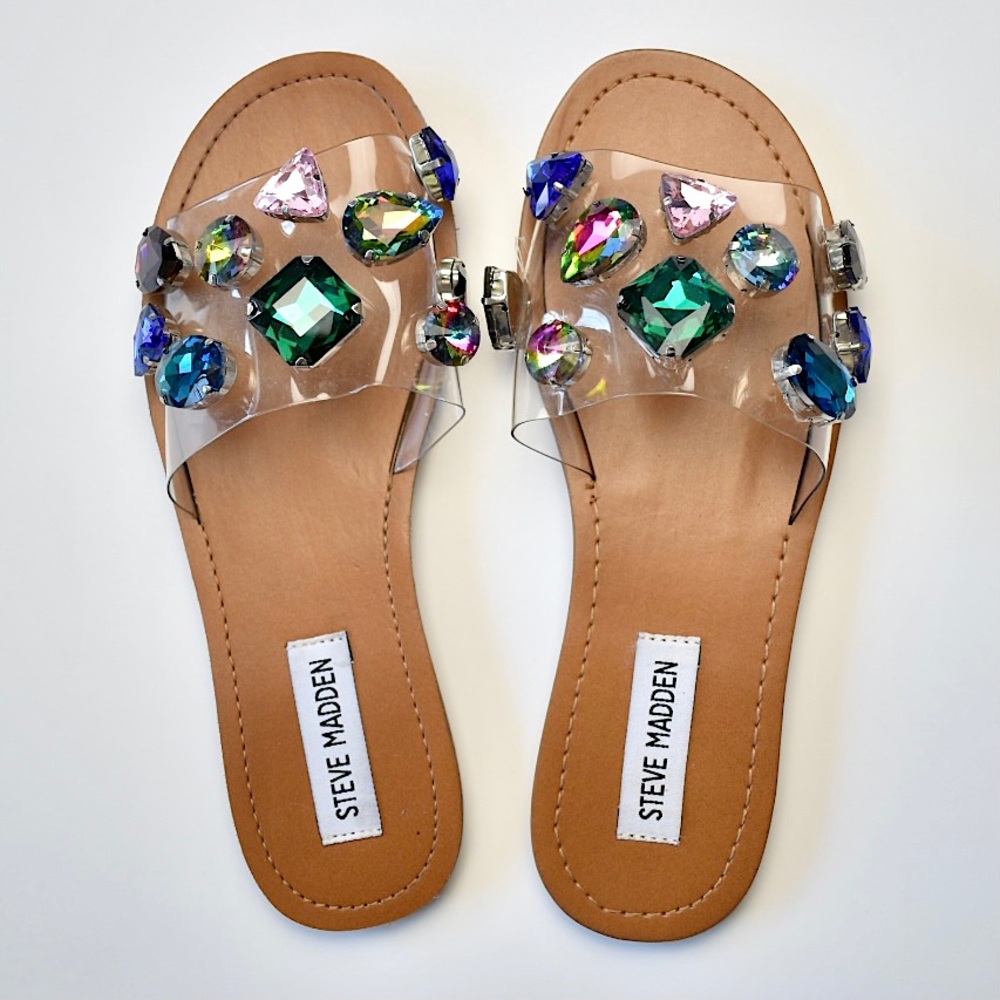 Steve Madden | Rosalyn clear rhinestone jewel sandal, women’s size 6